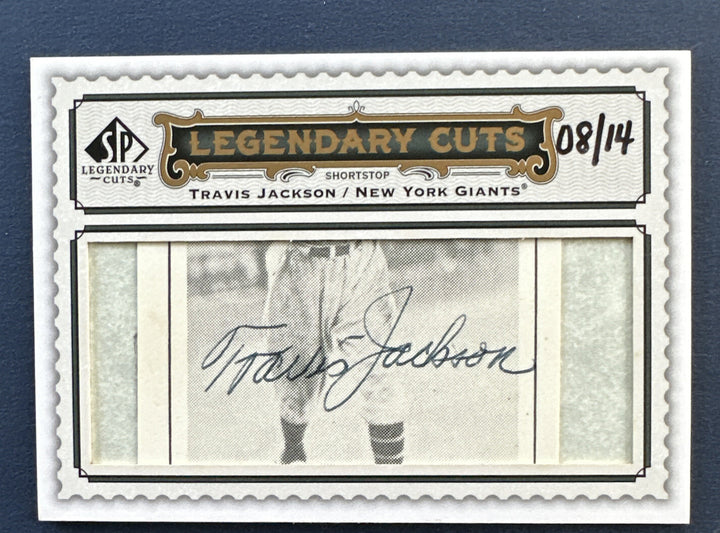 2009 SP Legendary Cuts Travis Jackson Signed Cut auto card #8/14 Mint Hof