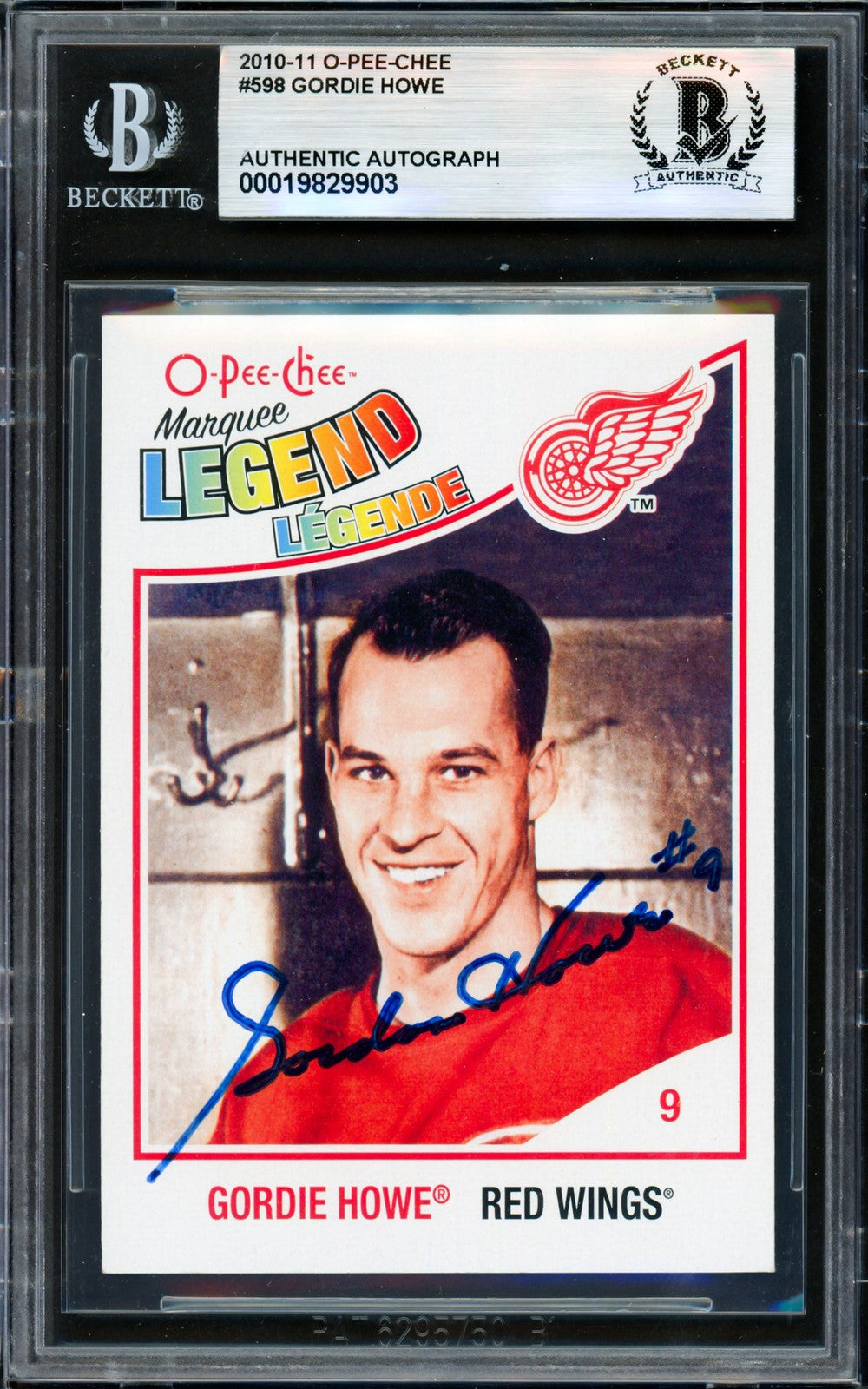 Gordie Howe Signed 2010-11 O Pee Chee Marquee Card #598 Red Wings Beckett