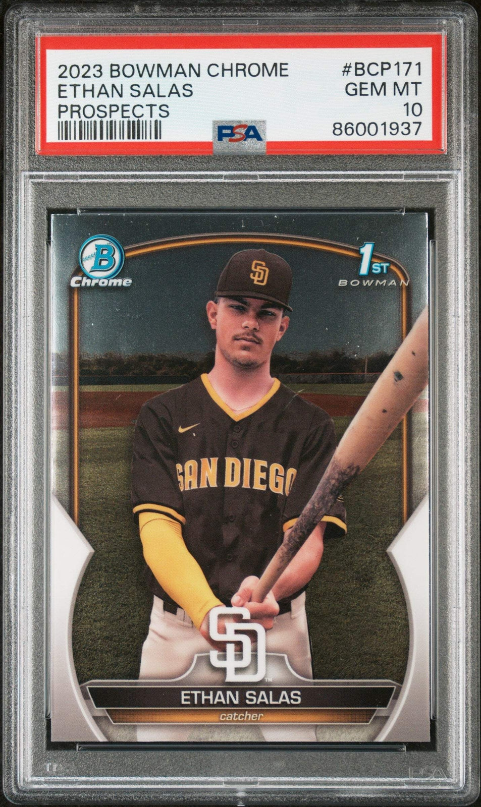 Graded 2023 Bowman Chrome Ethan Salas #BCP171 Prospects RC Baseball Card PSA 10