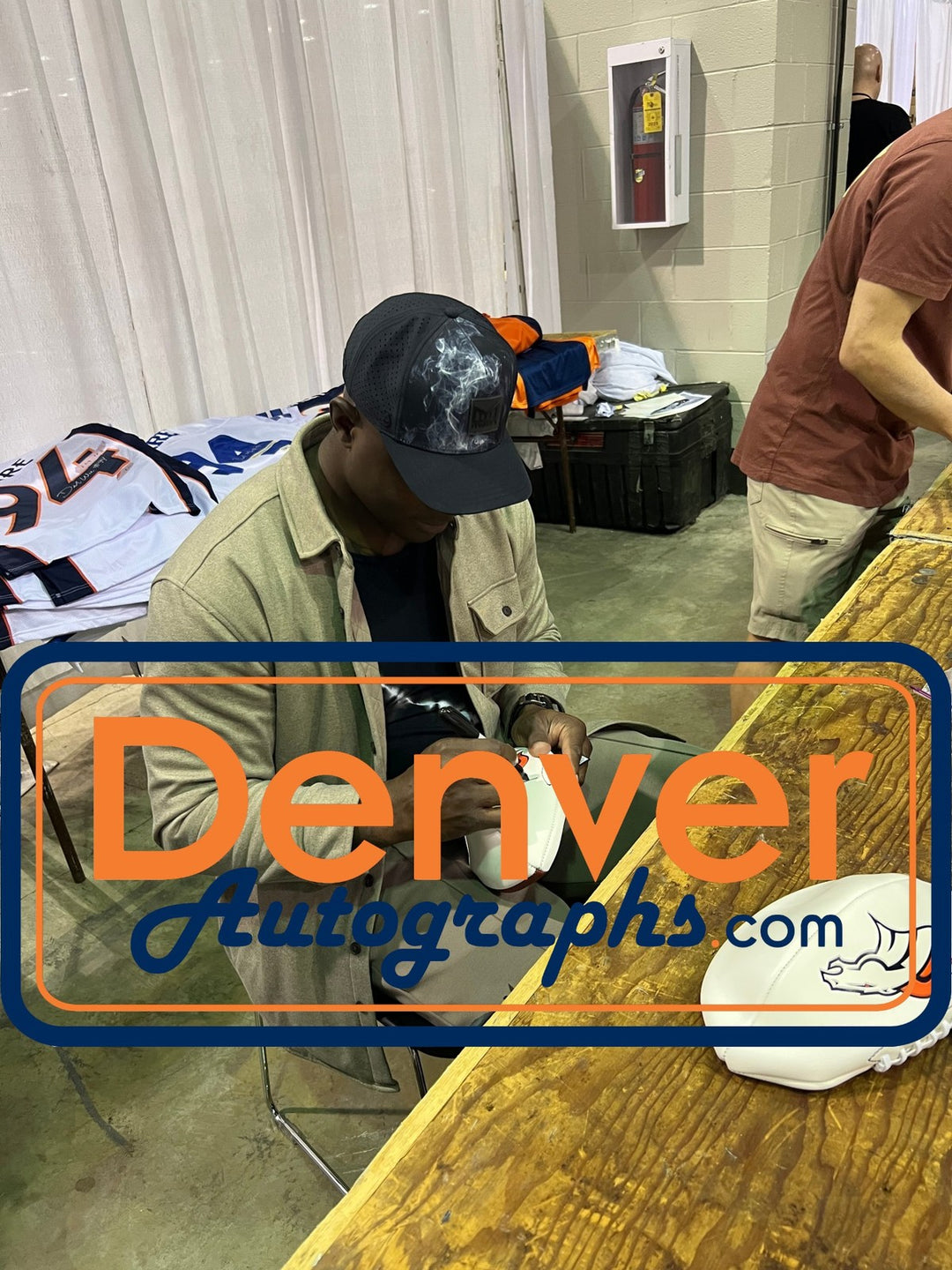 Demarcus Ware Autographed Denver Broncos Logo Football Beckett Witness 56376