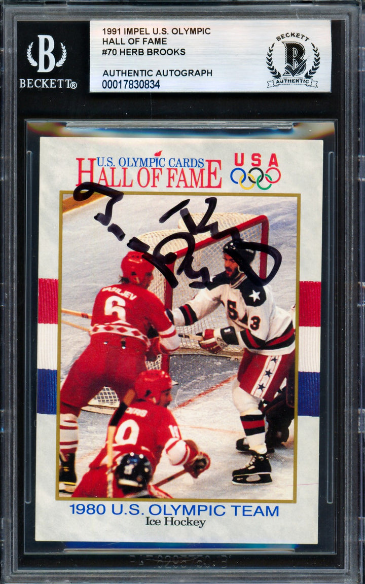 Herb Brooks Signed 1991 Impel Olympics Card 70 1980 Team USA Beckett #17830834