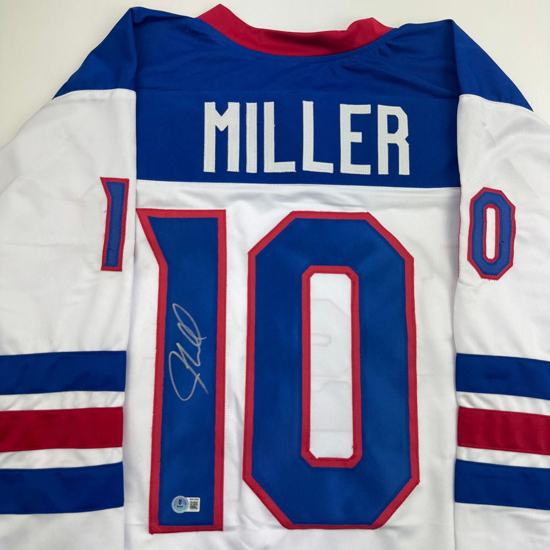 Autographed/Signed JT J.T. Miller USA White Hockey Jersey Beckett BAS COA