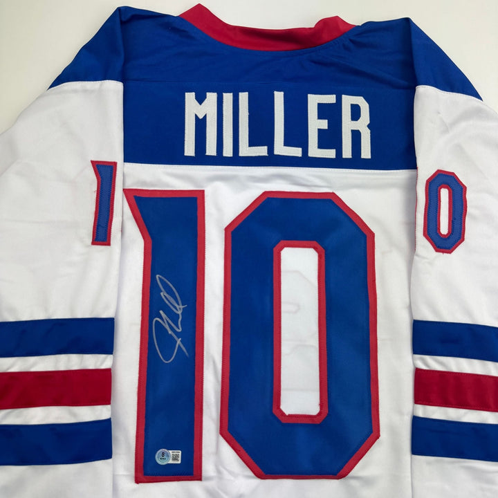 Autographed/Signed JT J.T. Miller USA White Hockey Jersey Beckett BAS COA