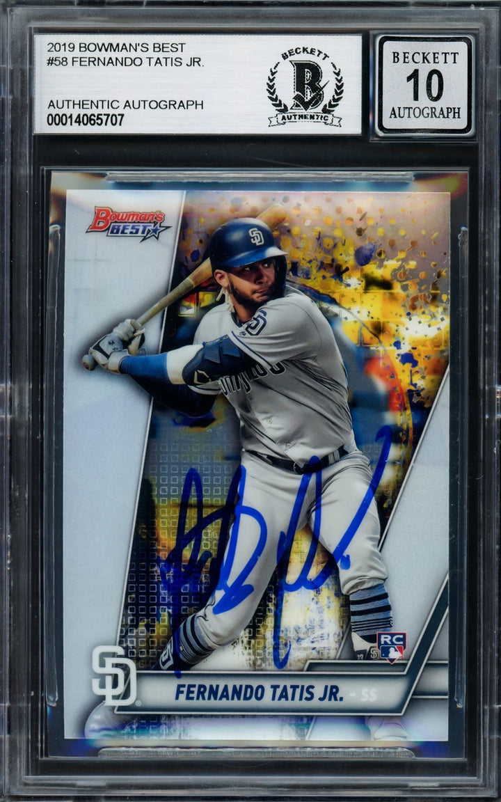 Fernando Tatis Jr. Signed 2019 Bowman's Best RC 58 Padres Auto GM 10 Beckett