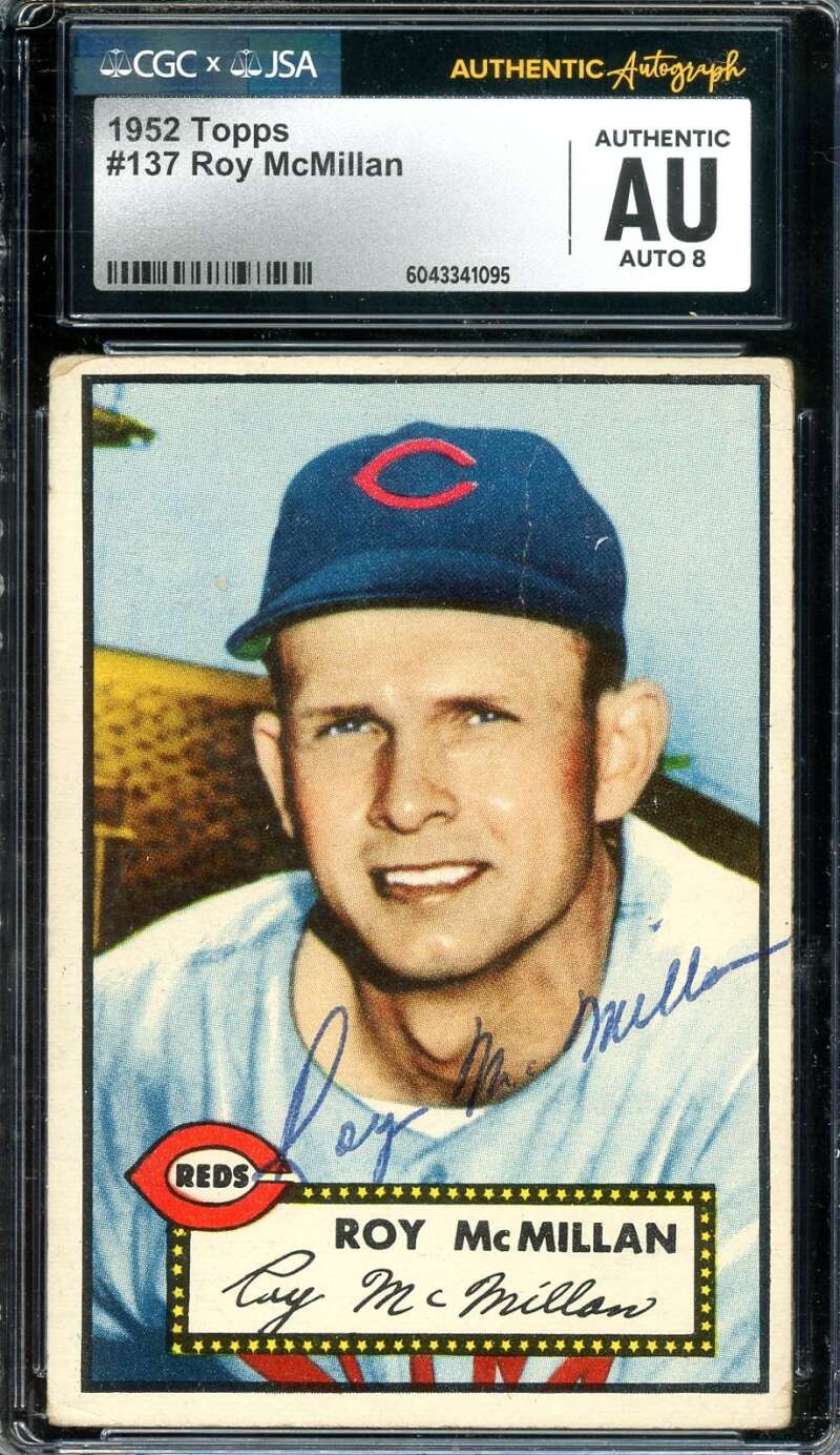 Roy McMillan CGC JSA Coa Signed 1952 Topps Rookie Autograph