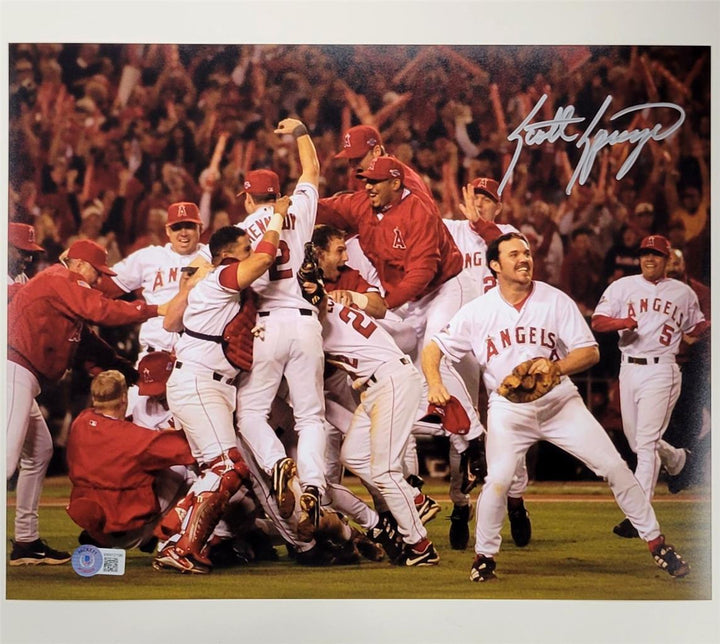 Scott Spiezio signed Angels 2002 World Series 11x14 photo autograph Beckett BAS