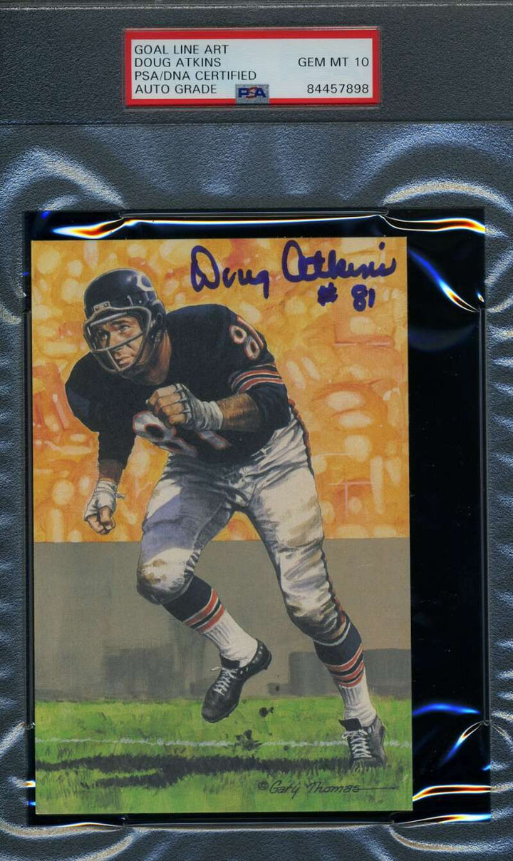 Doug Atkins Gem Mint 10 PSA DNA Slabbed Signed Goal Line Art Card Autograph GLAC