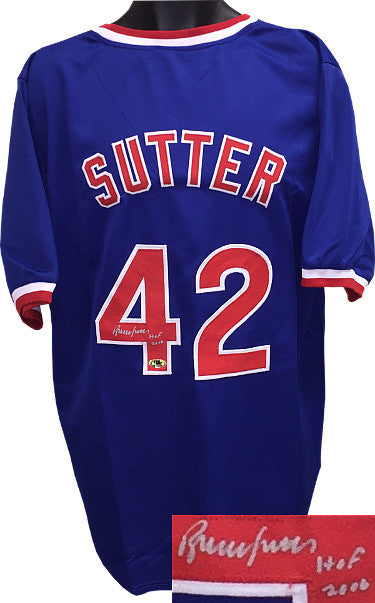 Bruce Sutter signed Blue TB Stitched Baseball Jersey HOF 2006 XL - MAB HOLOGRAM