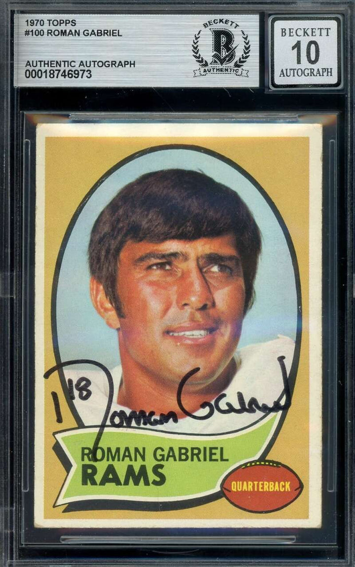 Roman Gabriel Gem Mint 10 Beckett BAS Signed 1970 Topps Autograph