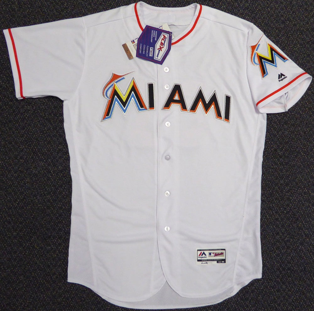 Miami Marlins Ichiro Suzuki Signed White Majestic Flex Base Jersey Size 44 IS