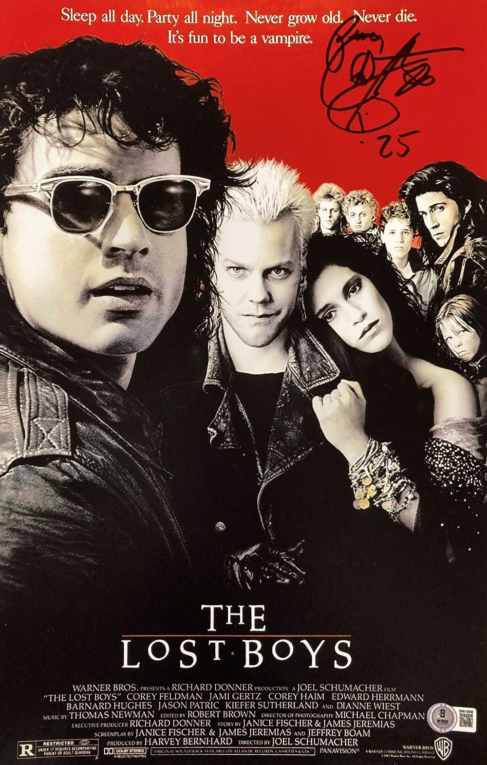 Corey Feldman Signed 11x17 The Lost Boys Photo Peace Inscribed BAS