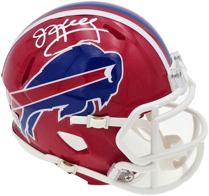 Jim Kelly Auto Signed Bills 1987-01 Throwback Red Speed Mini Helmet Beckett Wit