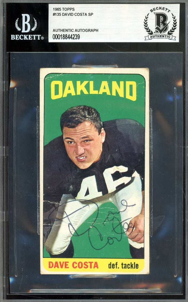 Dave Costa Beckett BAS Signed 1965 Topps SP Autograph