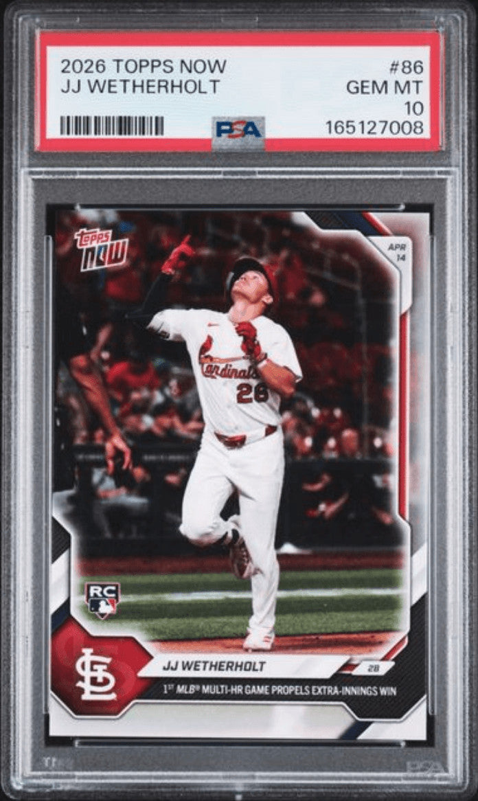 Graded 2026 Topps Now JJ Wetherholt #86 Rookie RC Baseball Card PSA 10