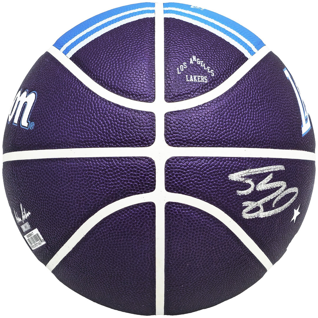 Shaquille O'Neal Signed Purple City Edition Basketball Lakers Beckett Witness