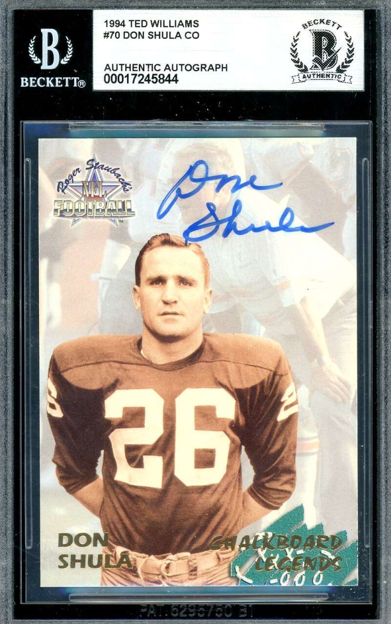 Don Shula Beckett BAS Signed 1994 Ted Williams Autograph