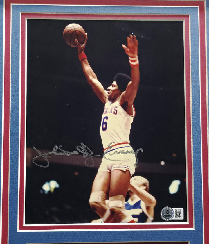 Julius "Dr. J" Erving Signed Framed 8x10 Photo 76ers Beckett #BS12758