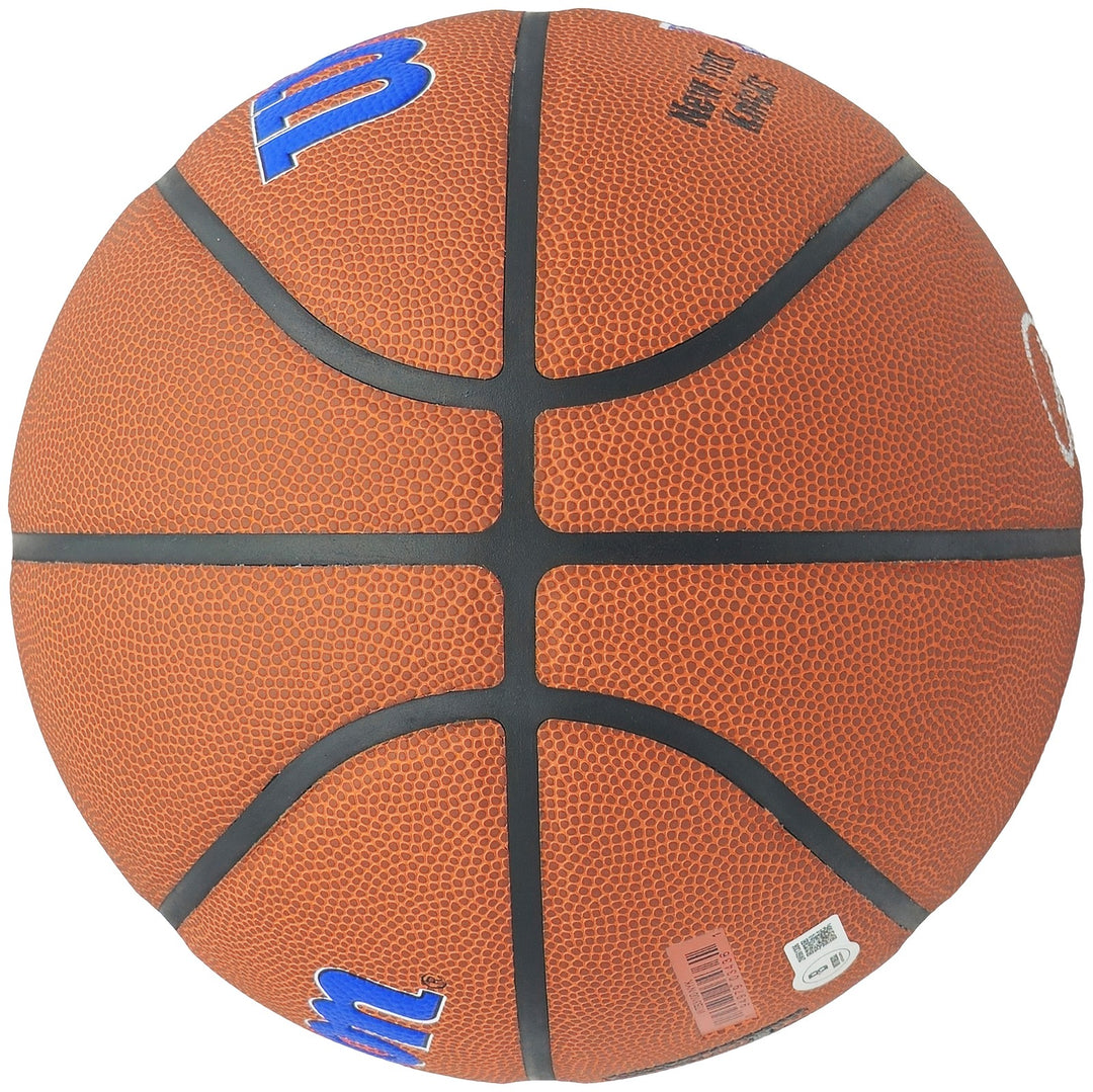 Patrick Ewing Signed Composite Leather Knicks Logo Basketball Beckett Wit