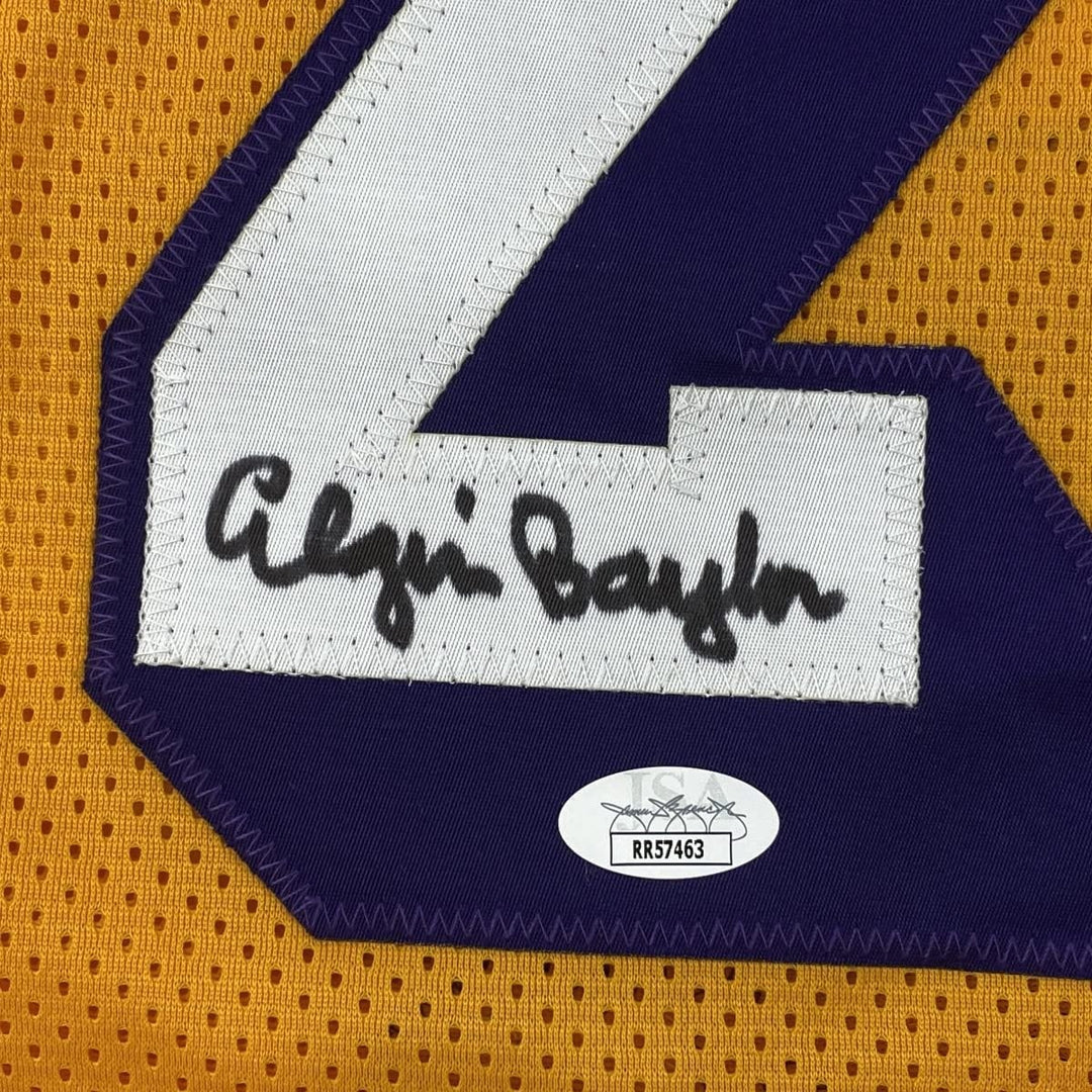 Autographed/Signed ELGIN BAYLOR Los Angeles Yellow Jersey JSA COA