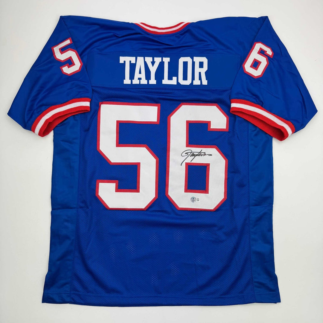 Autographed/Signed LAWRENCE TAYLOR New York Blue Jersey JSA COA Auto
