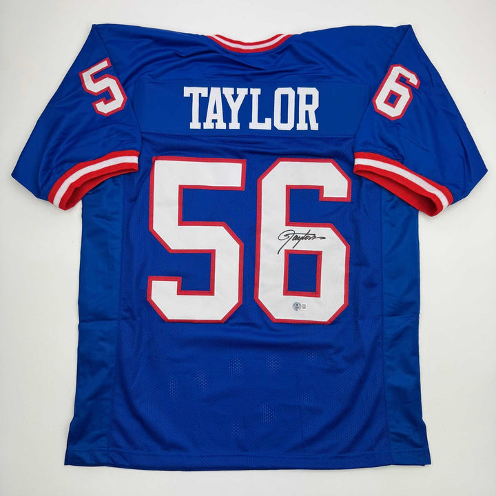 Autographed/Signed LAWRENCE TAYLOR New York Blue Jersey JSA COA Auto