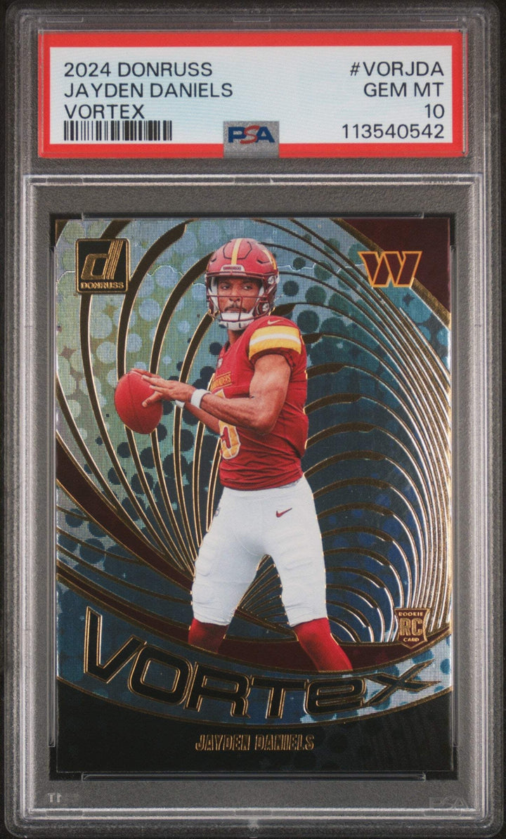 Graded 2024 Panini Donruss Jayden Daniels #VORJDA Vortex RC Football Card PSA 10