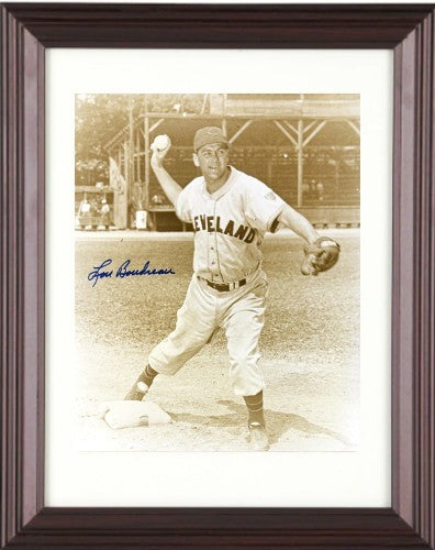 Lou Boudreau signed Cleveland Sepia Tone 8x10 Photo Framed - COA (HOF/Al MVP)