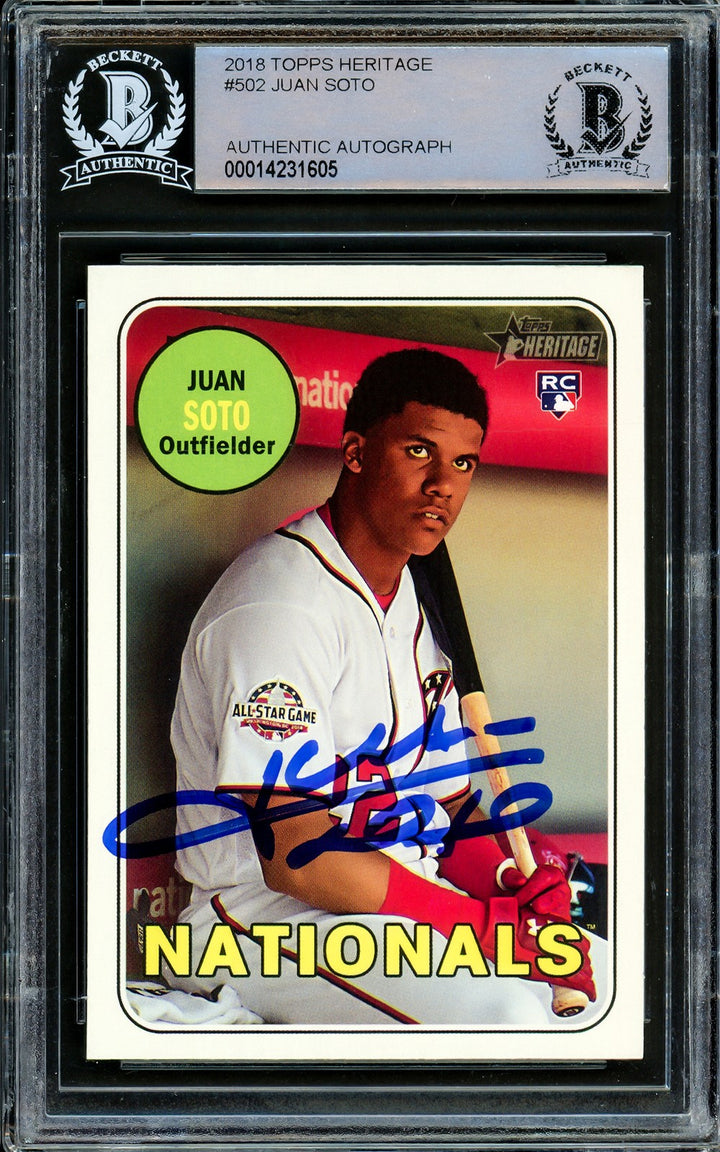 Juan Soto Autographed Signed 2018 Topps Heritage RC 502 New York Mets Beckett