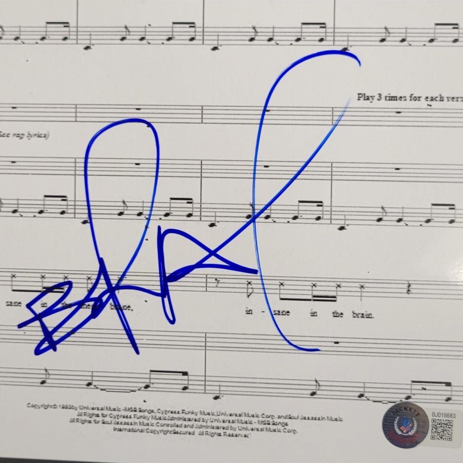 B-Real signed Insane In The Membrane 8.5x11 Song Music Sheet photo ~ Beckett BAS