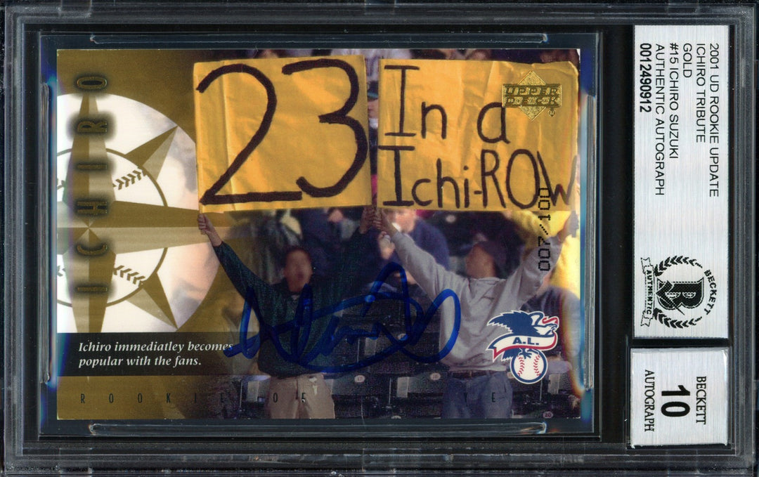 Ichiro Suzuki Signed 2001 UD Rookie Update Gold RC 15 #7/100 Auto 10 Beckett