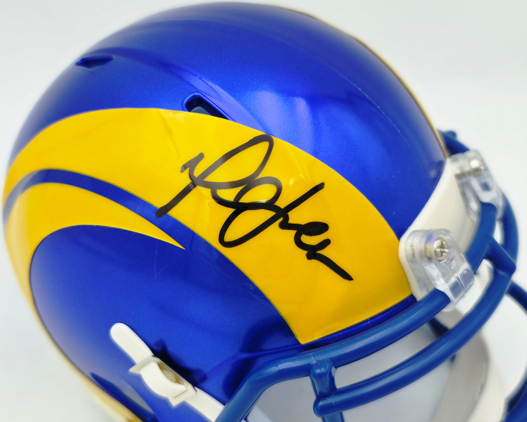 Marshall Faulk Signed St. Louis Rams Blue Speed Mini Helmet JSA Witness