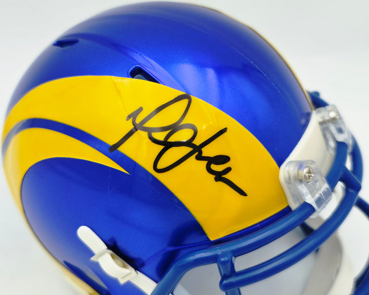 Marshall Faulk Signed St. Louis Rams Blue Speed Mini Helmet JSA Witness