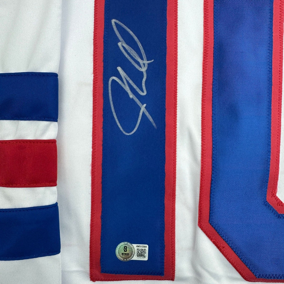 Autographed/Signed JT J.T. Miller USA White Hockey Jersey Beckett BAS COA