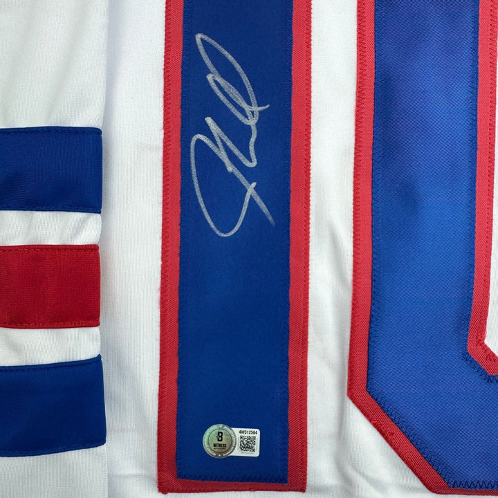 Autographed/Signed JT J.T. Miller USA White Hockey Jersey Beckett BAS COA