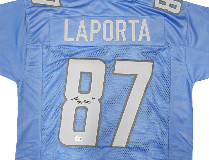 Detroit Lions Sam LaPorta Autographed Signed Blue Jersey Beckett Witness