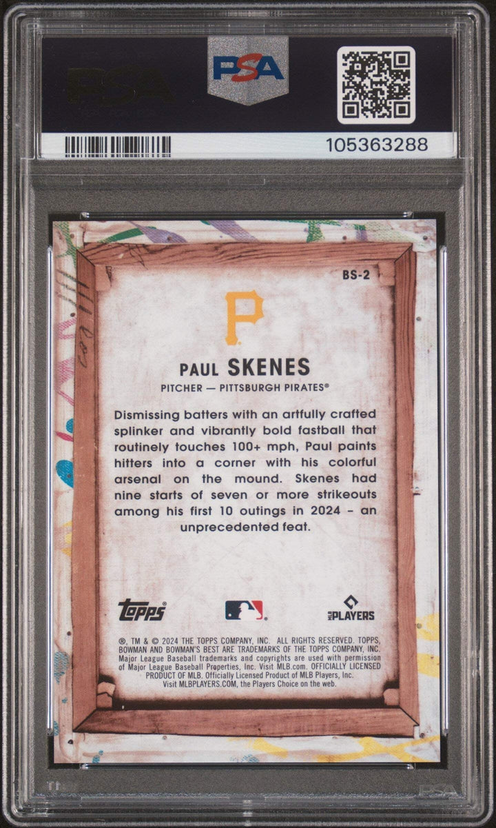 Graded 2024 Bowmans Best Paul Skenes #BS2 Showpieces RC Baseball Card PSA 10