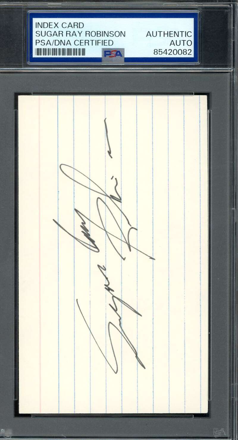 Sugar Ray Robinson PSA DNA Coa Signed 3x5 Index Card Autograph