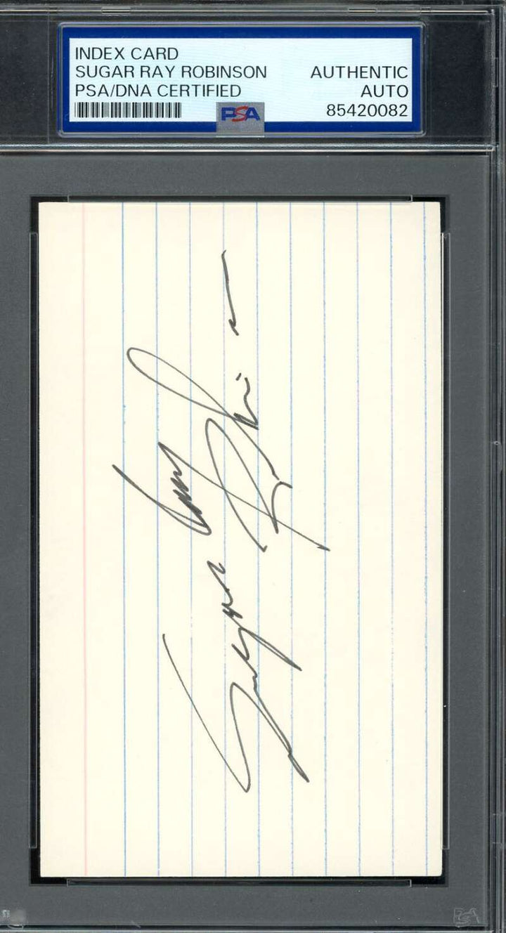 Sugar Ray Robinson PSA DNA Coa Signed 3x5 Index Card Autograph