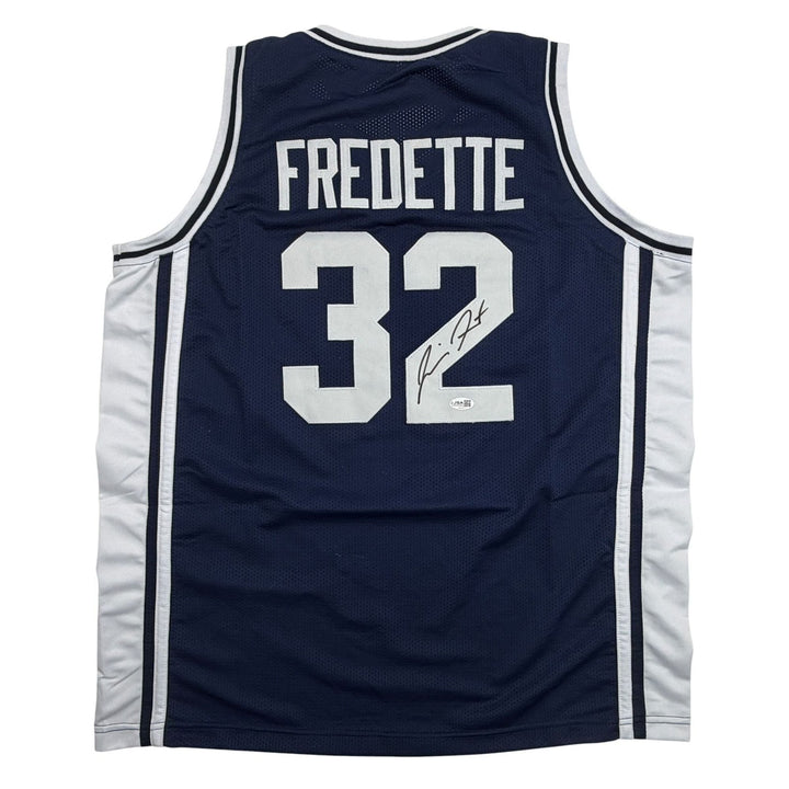 Autographed/Signed Jimmer Fredette BYU Blue College Jersey JSA COA