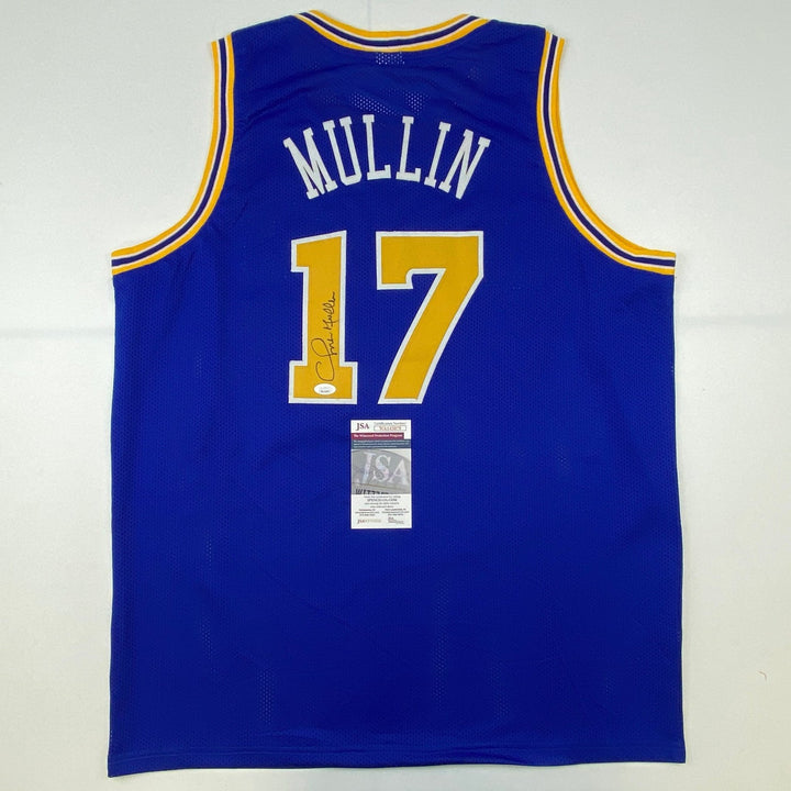 Autographed/Signed Chris Mullin Golden State Blue Jersey JSA COA Auto