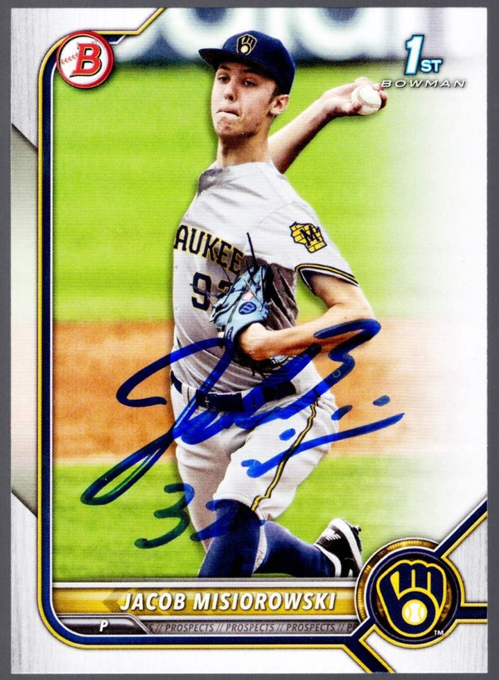 2022 Bowman Draft Jacob Misiorowski #BD132 Auto RC Baseball Card Prova Cert