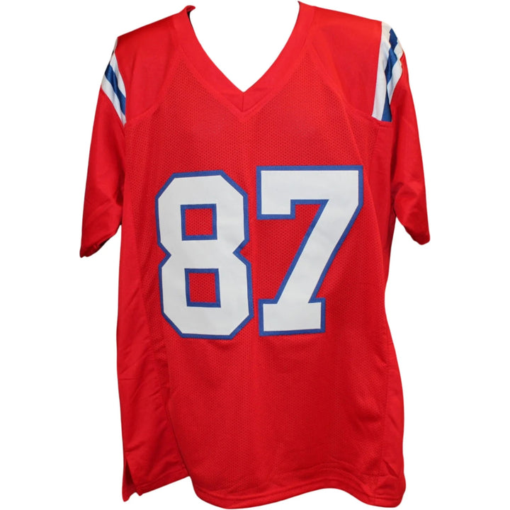 Rob Gronkowski Autographed/Signed Pro Style XL Jersey Red Beckett Witness 58337