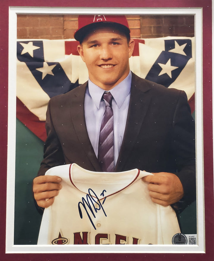 Mike Trout Signed Framed 8x10 Photo California Angels Beckett #AE16567