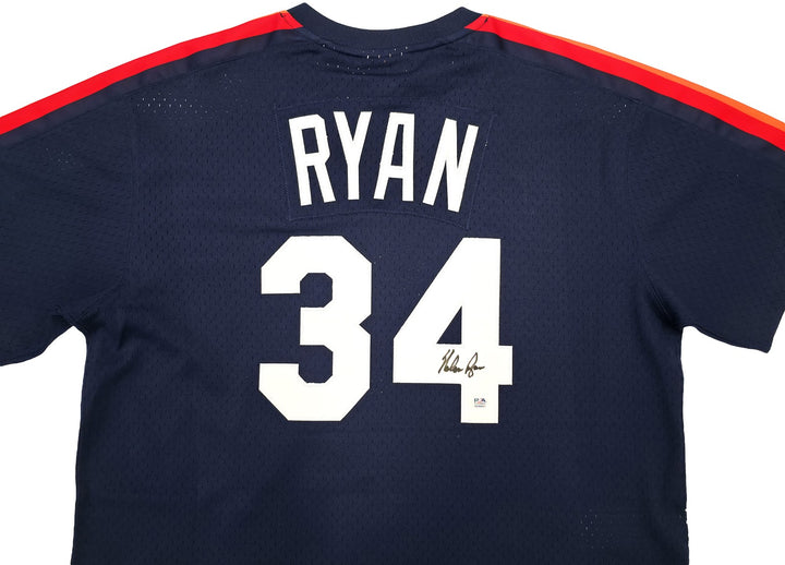 Houston Astros Nolan Ryan Signed Blue Mitchell & Ness Cooperstown Collection