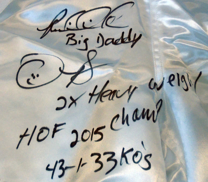 Riddick Bowe Autographed Boxing Trunks (JSA)