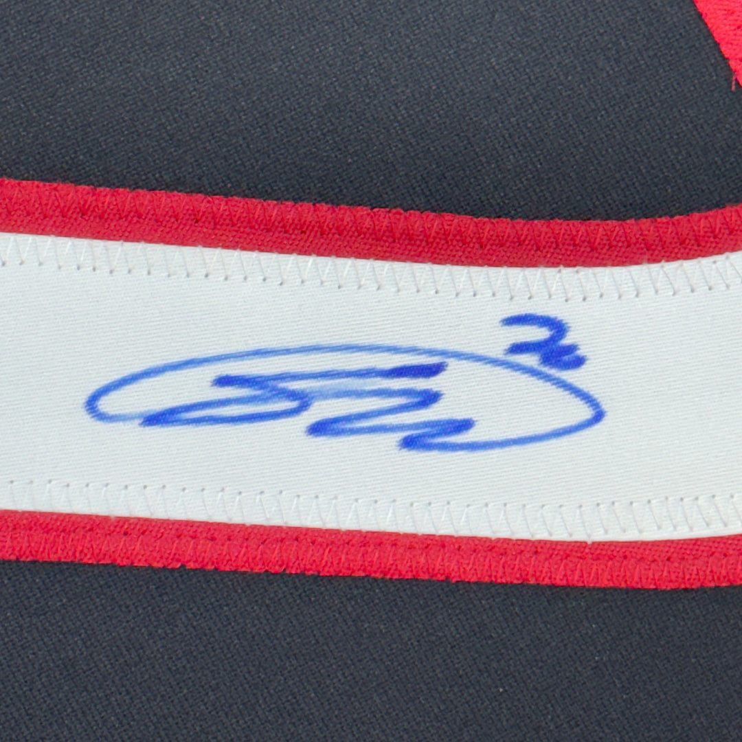 Framed Autographed/Signed Sebastian Aho 35x39 Carolina Black Jersey JSA COA