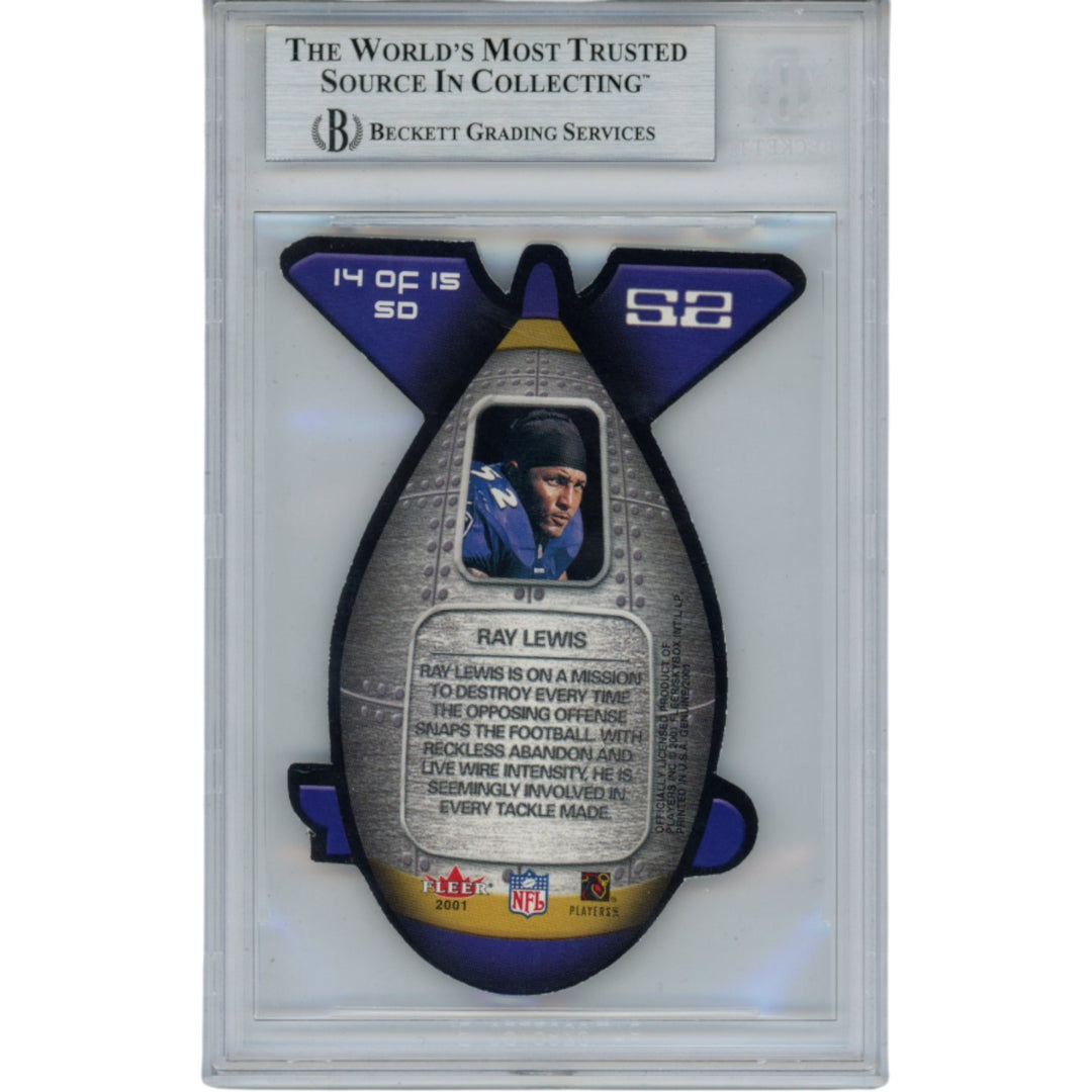 Ray Lewis Autographed 2001 Fleer Genuine 14/15 Trading Card Slab Beckett 53508