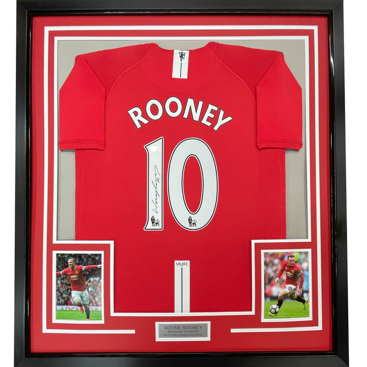Framed Autographed/Signed Wayne Rooney 33x42 Man United Red 2008 Jersey COA