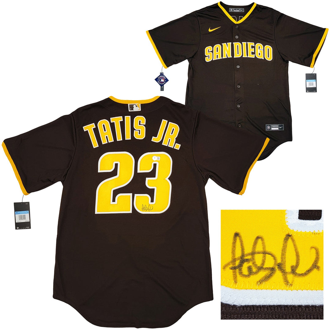 San Diego Padres Fernando Tatis Jr. Signed Brown Nike Jersey Size M Beckett Wit