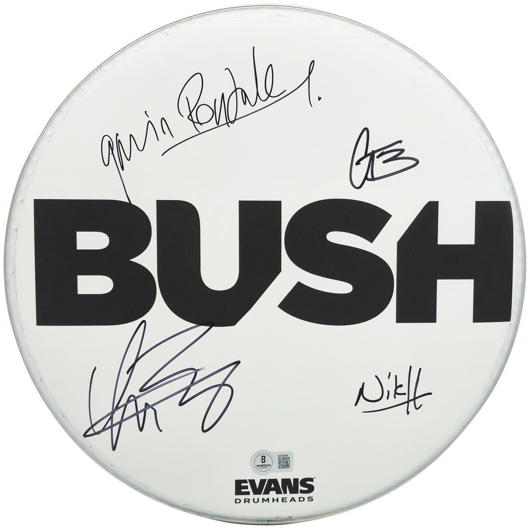 Bush Signed Drumhead Signed By All 4 Band Members Gavin Rossdale Beckett